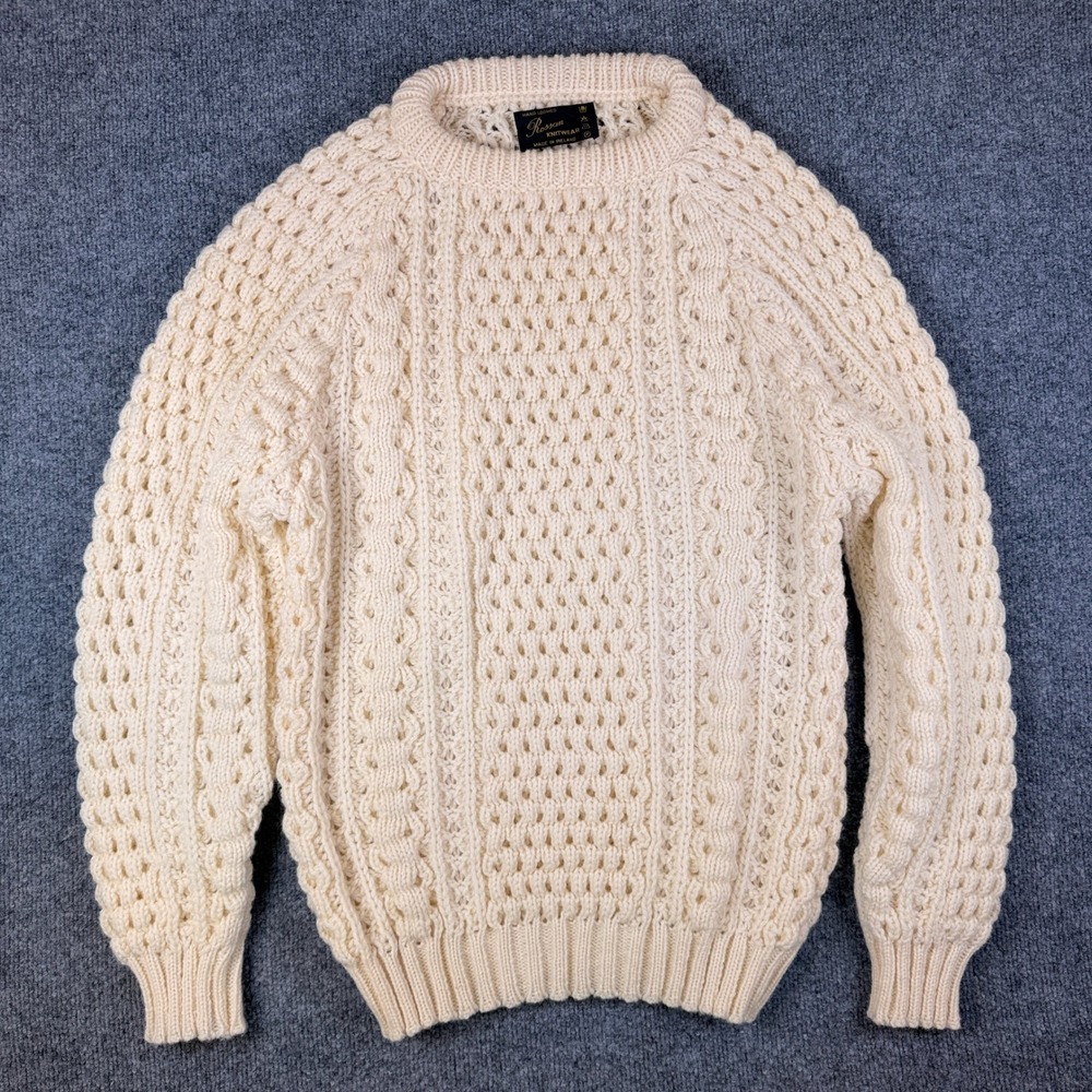 Rossan Knitwear Sweater Mens M Chunky Knit Aran Wool Fisherman Made in Ireland